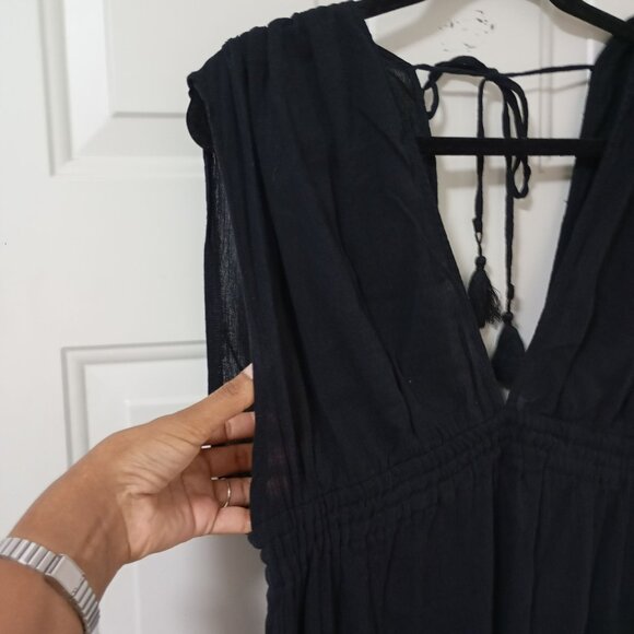 Kona Sol Maxi Dress Womens Black Sleeveless Size M 100% Cotton Beach Sumer - Picture 3 of 11